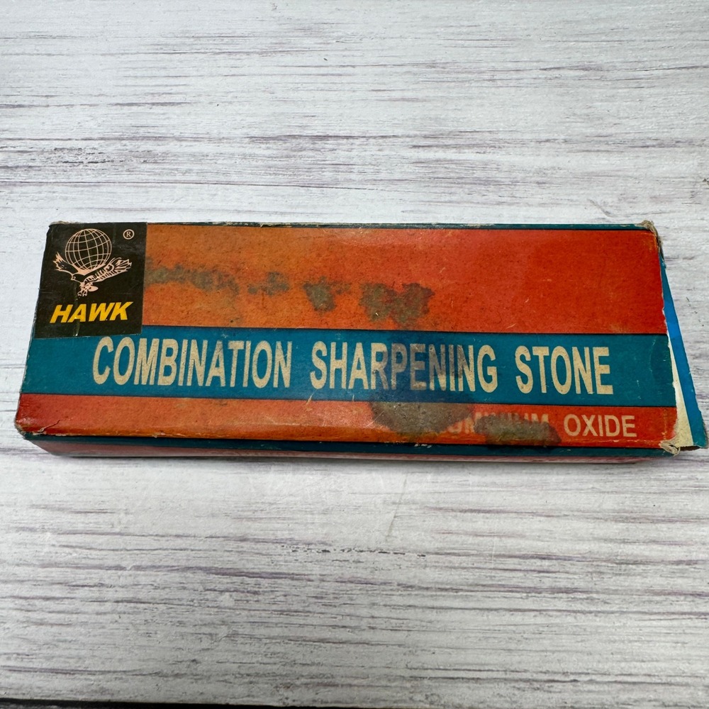 Hawk Combination Sharpening Stone 6" Grey Aluminum Oxide Vintage 29100